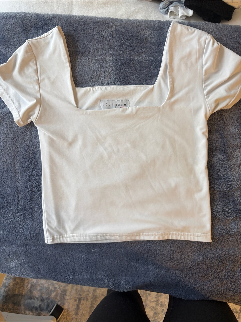 White Square Neck Short Sleeve Top